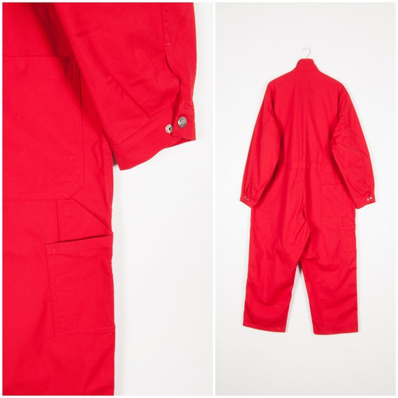 Vintage Boiler Suit Men Large Red Utility Coveral… - image 3