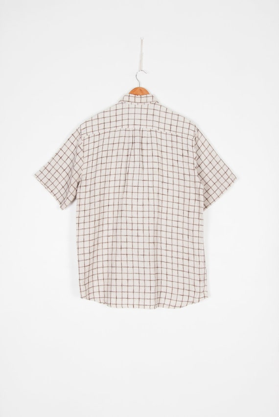 Vintage Linen Shirt Men Medium 90s Trachten Shirt… - image 3