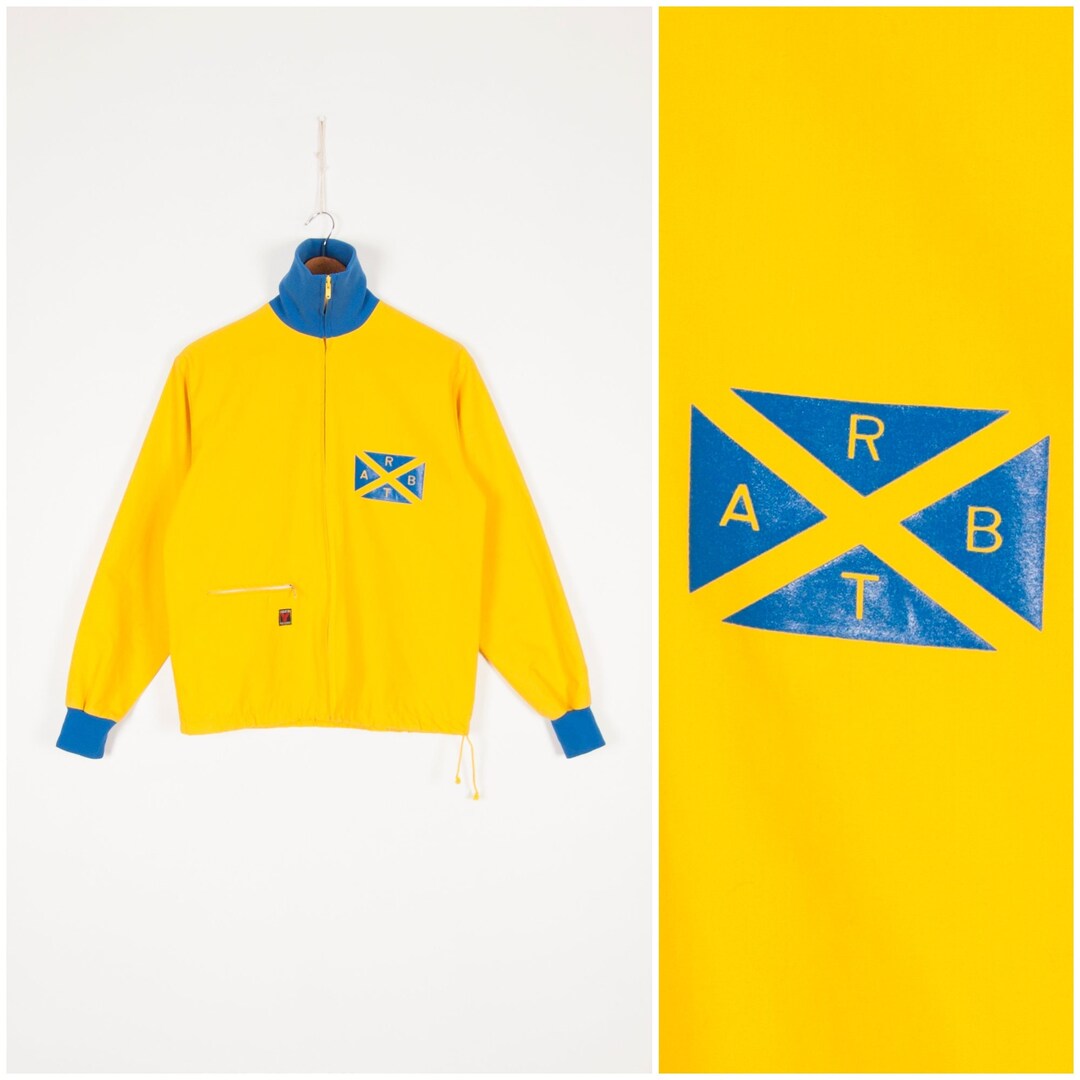 Vintage Track Jacket Men XS Yellow Sports Jacket Women Small 70s