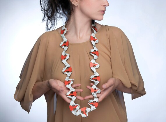 Contemporary Long Leather Necklace Architectural Leather Jewelry Statement Making Neckpiece Architect Designer Gift Etsy