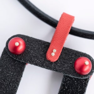 Contemporary leather necklace, Black & red, Notes inspired pendant, Architectural neckpiece, Extraordinary gift for Valentines image 7