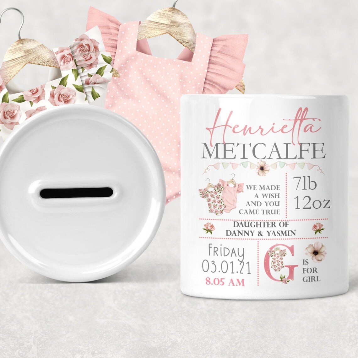 Personalised Baby Girl Money Box Christening Gift Fun Etsy