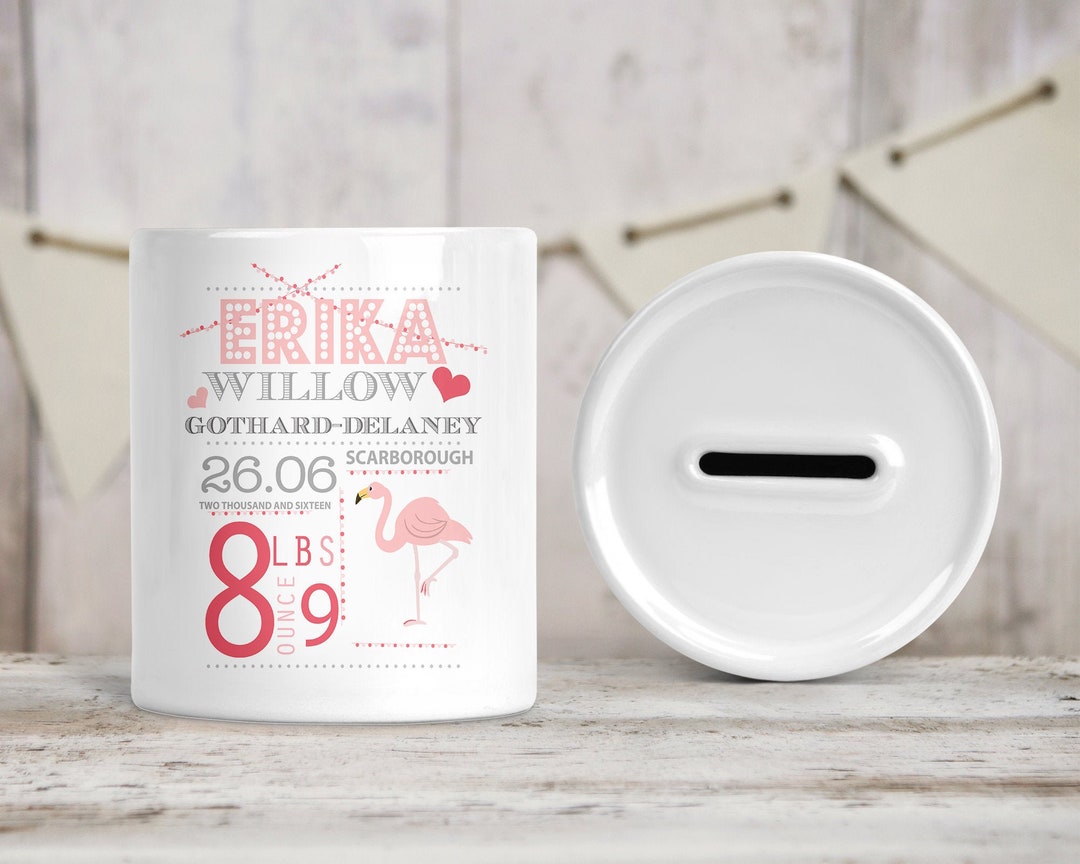 Personalised Baby Girl Money Box Christening Gift Fun Etsy UK