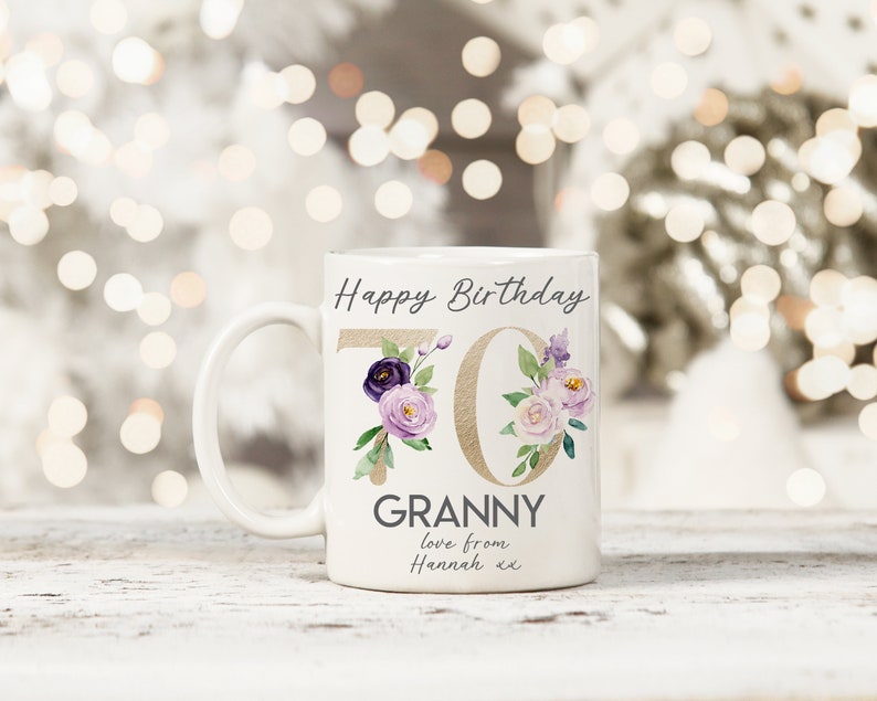 Personalised Age Mug 100th Birthday Gifts Lilac Floral Etsy UK