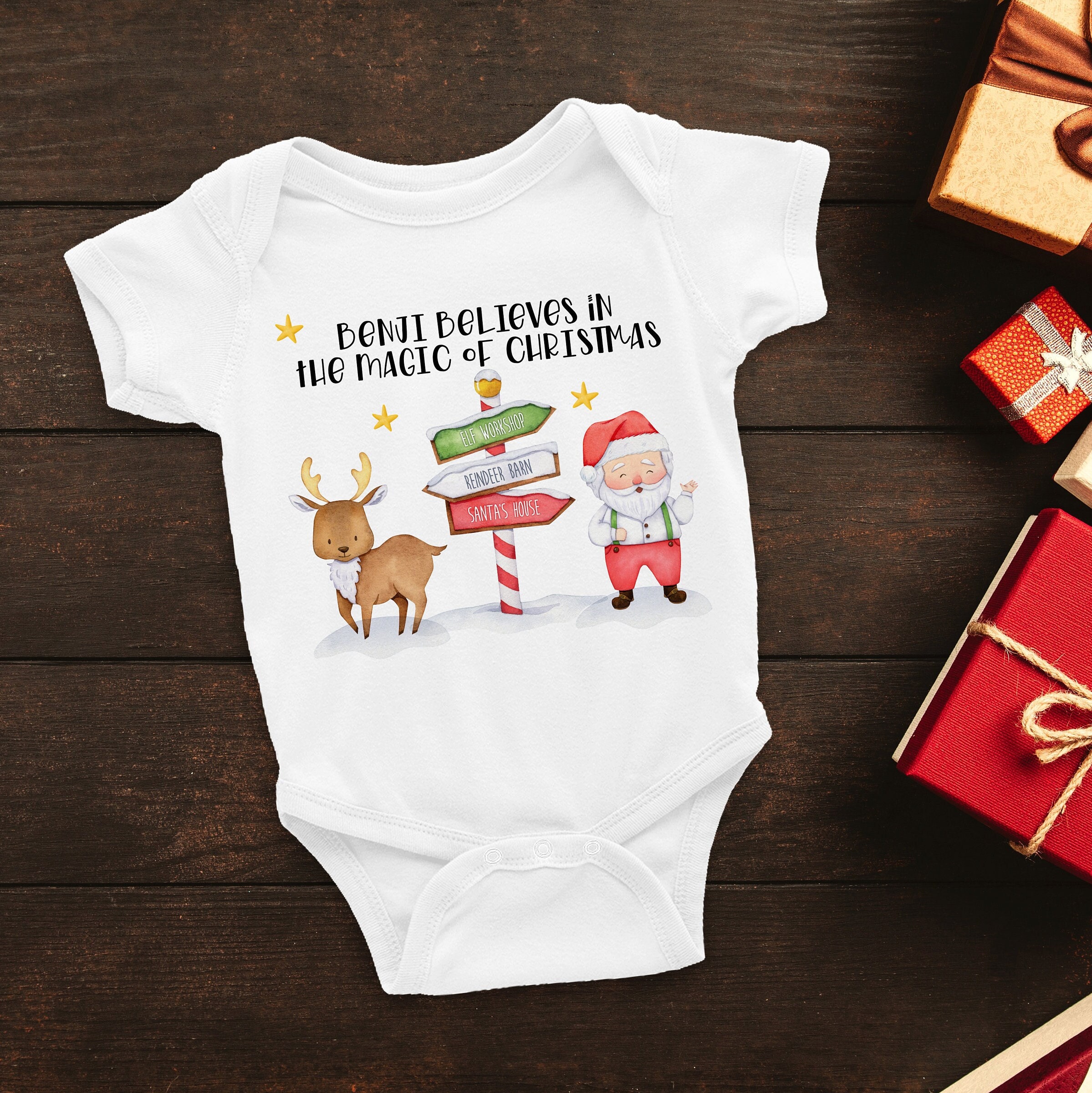 Personalised Christmas Baby Grow Baby Clothing Baby Etsy