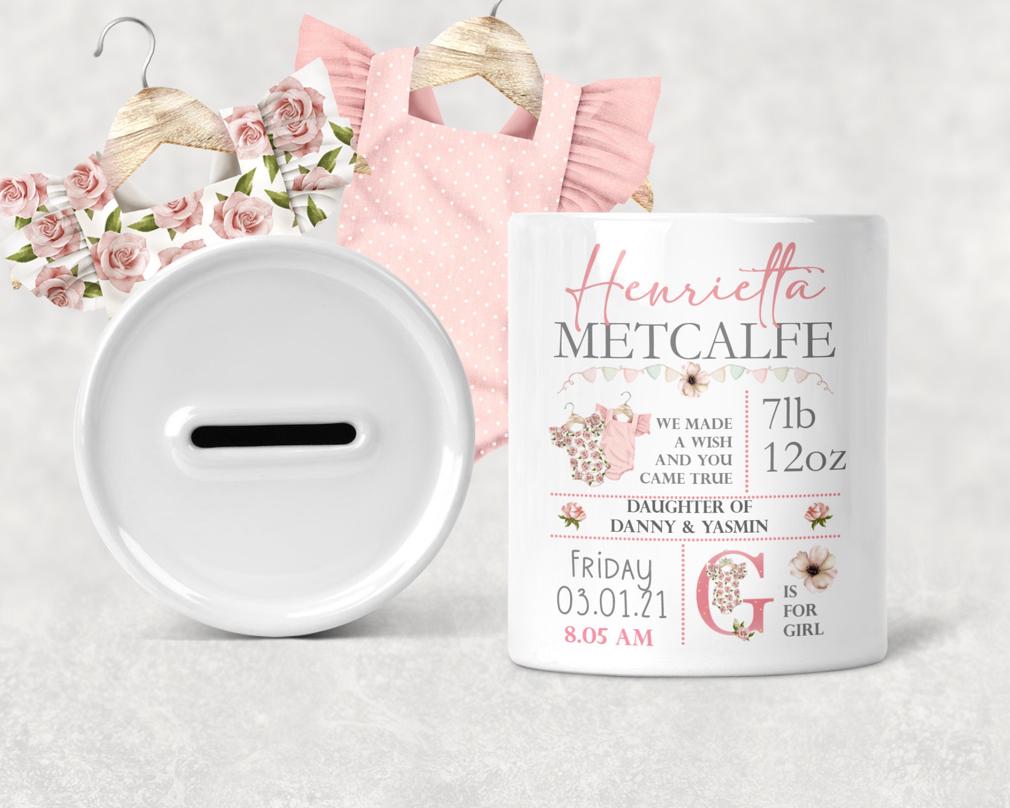 Personalised Baby Girl Money Box Christening Gift Fun Etsy