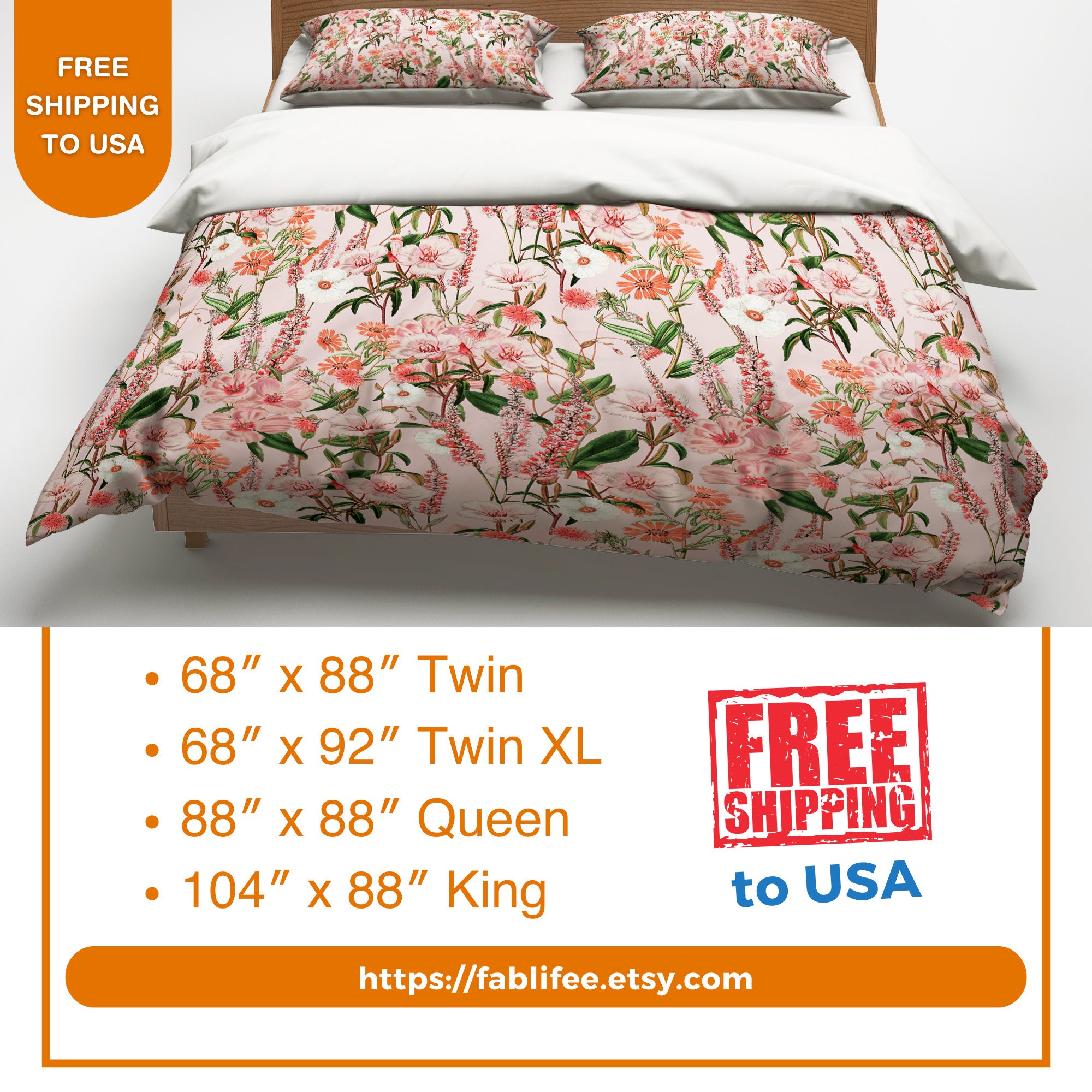 Pink Vibrant Spring Floral Comforter Delicate Botanical Blanket