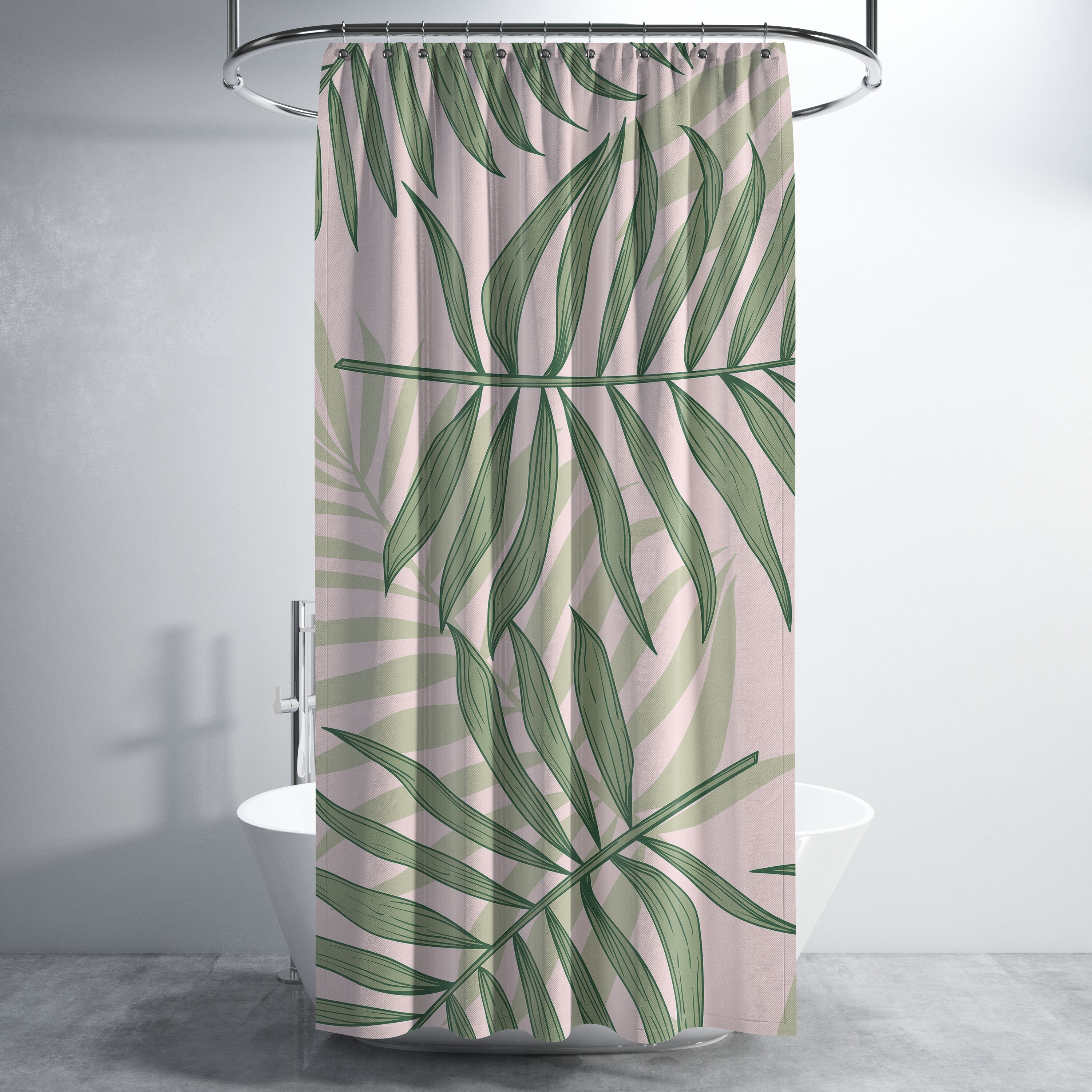 Tropical Palm Leaves Shower Curtains Curtain Bathroom Etsy