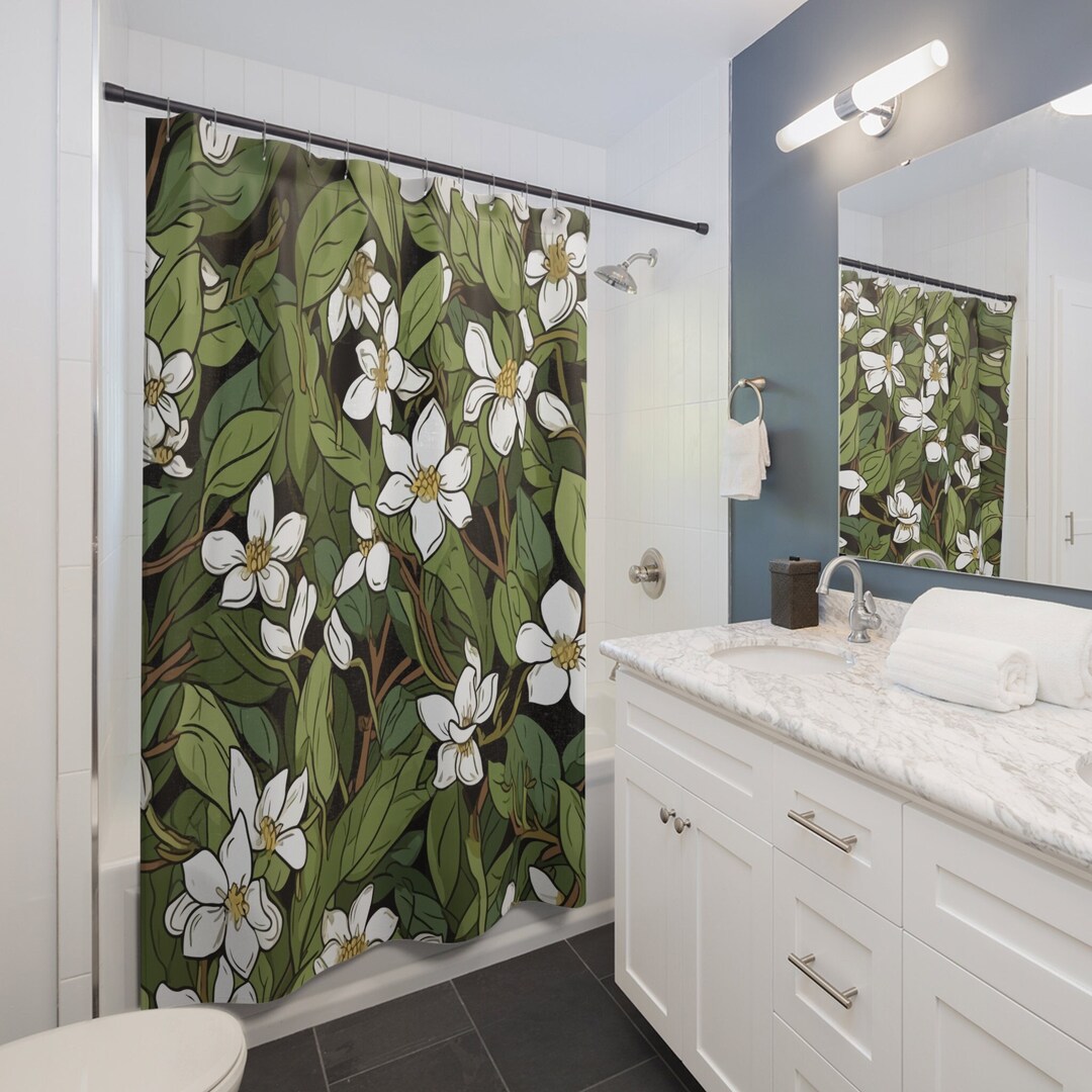 Botanical Garden Shower Curtain Extra Long Shower Curtain Etsy