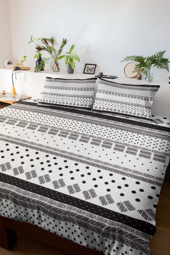 Black Monotone Print Duvet Cover Tribal Duvet Cover White Etsy
