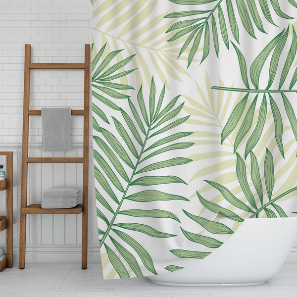 Tropical Palm Leaves Shower Curtains, Curtain, Bathroom Curtain, Shower Curtains, Extra long shower Curtain, Tropical Decor