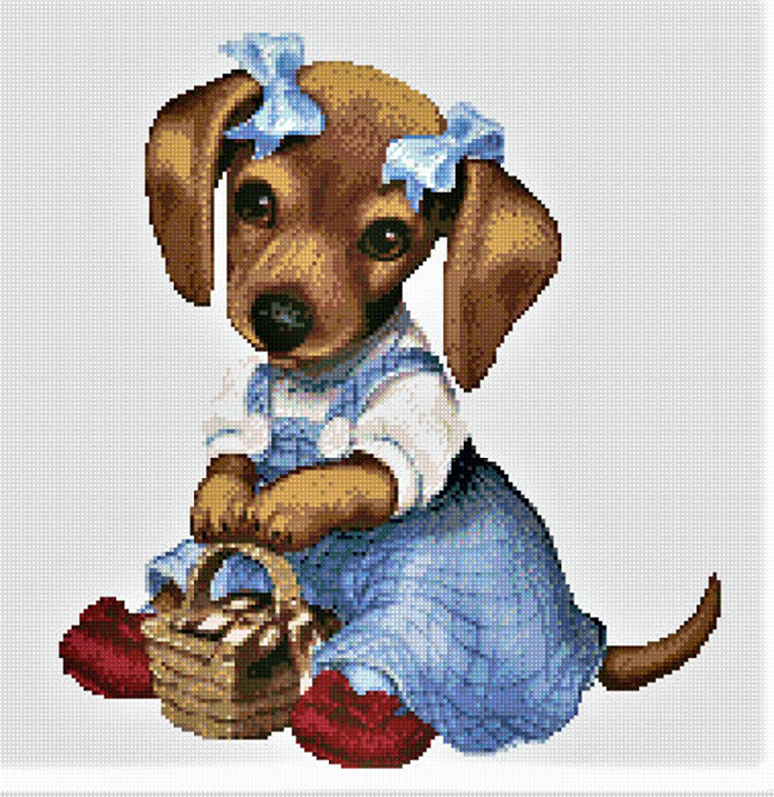 Dog with basket cross stitch sybju cute animals hand  etsy Dog with basket cross stitch sybju cute animals hand  etsy