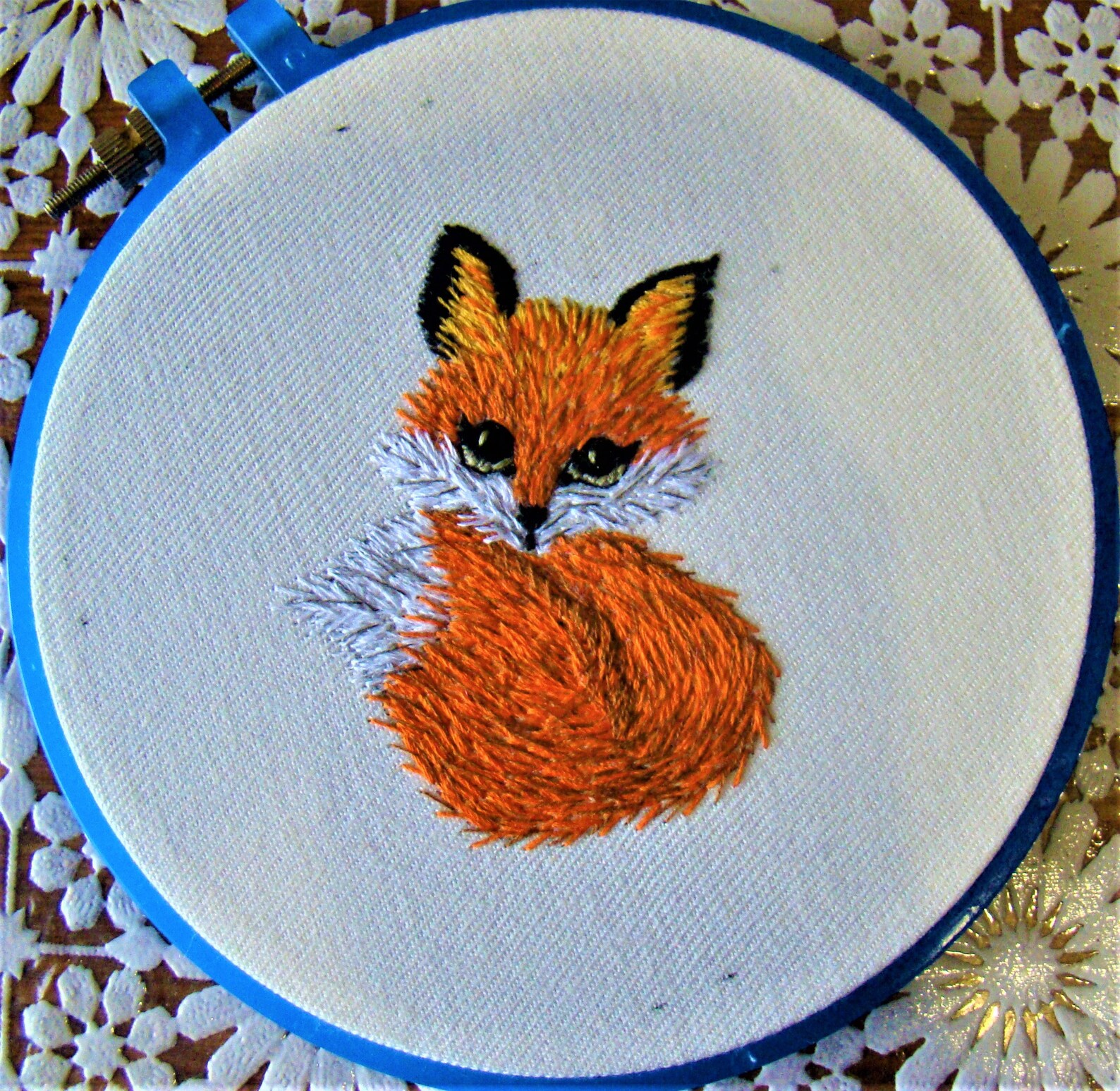 Fox Thread Painting Pattern Needlepoint Hand Embroidery Etsy