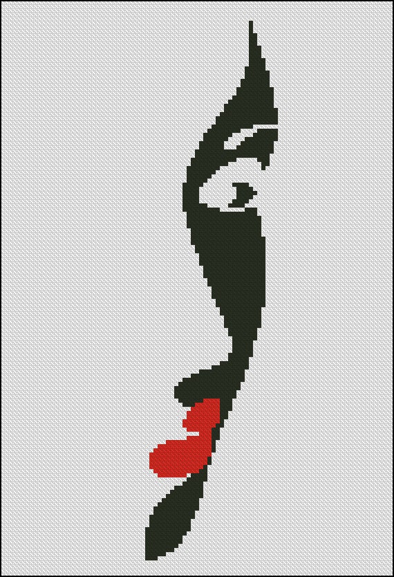 Monochrome Woman Cross Stitch Pattern Modern Black and White | Etsy