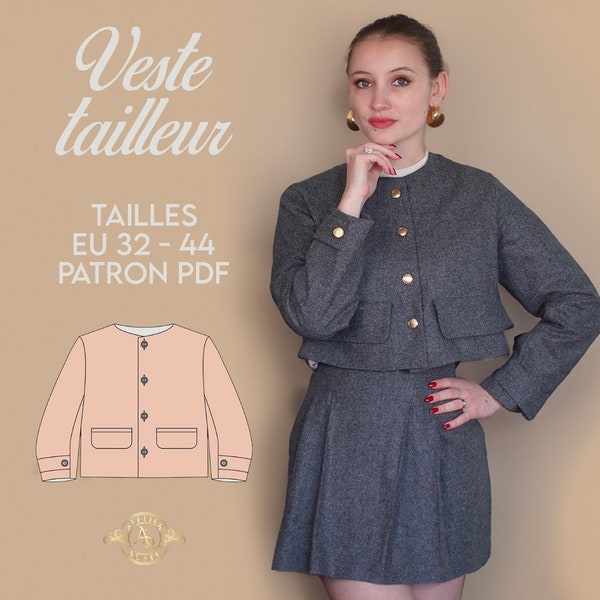 Veste Tailleur patron PDF t.32-44 (français + english)