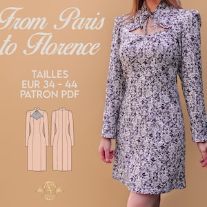 Elegant dress with neckline | From Paris to Florence PDF Pattern with video tutorial French + English