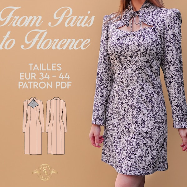 Robe élégante avec décolleté | From Paris to Florence Patron PDF avec tutoriel vidéo Français + English