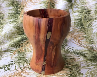 A Damson Wooden Vase : a hand turned wooden vase