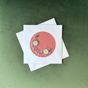 Purple Petals: a handmade embroidered card