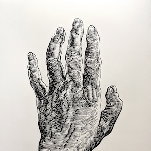 Hand Print - linocut relief print