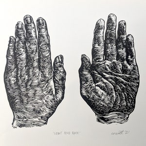 Linocut Print - &#39;Front and Back&#39; - Original handmade artwork