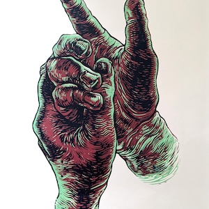 Linocut Print - &#39;Press&#39; - Original handmade artwork