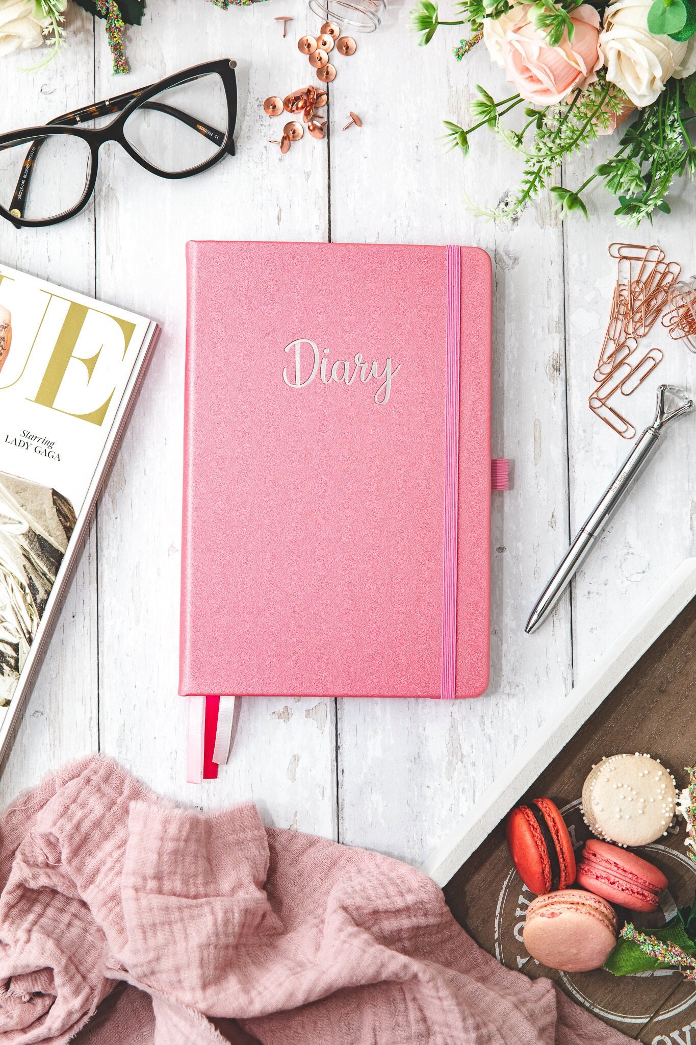 2025 Diary Slim Week To View Hard Cover Slimline Notebook Planner Journal Floral - Foto 9