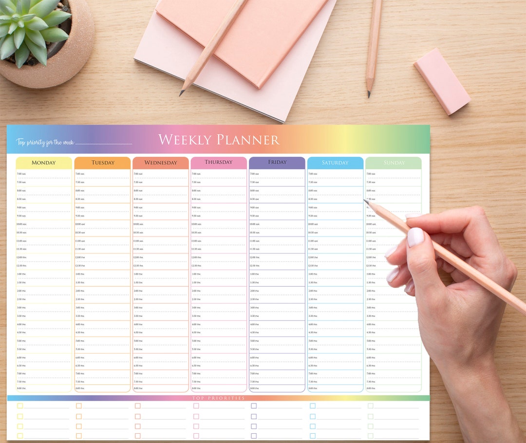 Weekly Desk Planner Pad With Timetable and Daily to Do List Large A3 ...