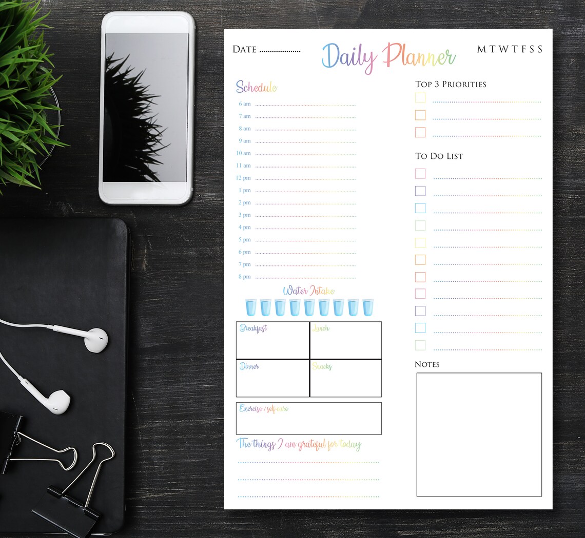 Daily Planner & Organiser Desk Pad With 50 Undated A4 Tearoff Etsy