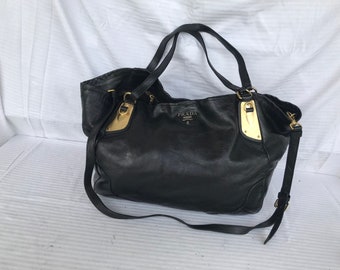 ¡SALIDA! ¡20% de descuento + envío gratis a todo el mundo! ¡Prada! Mujer Nylon Vintage Hombro Cabas Shopper Bolso Bolso Con Asa Superior Bolso