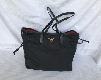 ¡SALIDA! ¡20% de descuento + envío gratis a todo el mundo! ¡Prada! Mujer Nylon Vintage Hombro Cabas Shopper Bolso Bolso Con Asa Superior Bolso