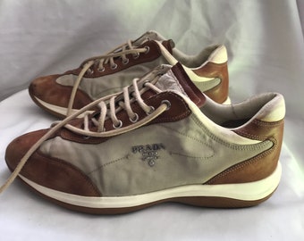 ¡Entrenador de Prada! ¡Envío gratis a todo el mundo! Mujer Hombre Unisex Cuero Lona Zapatillas