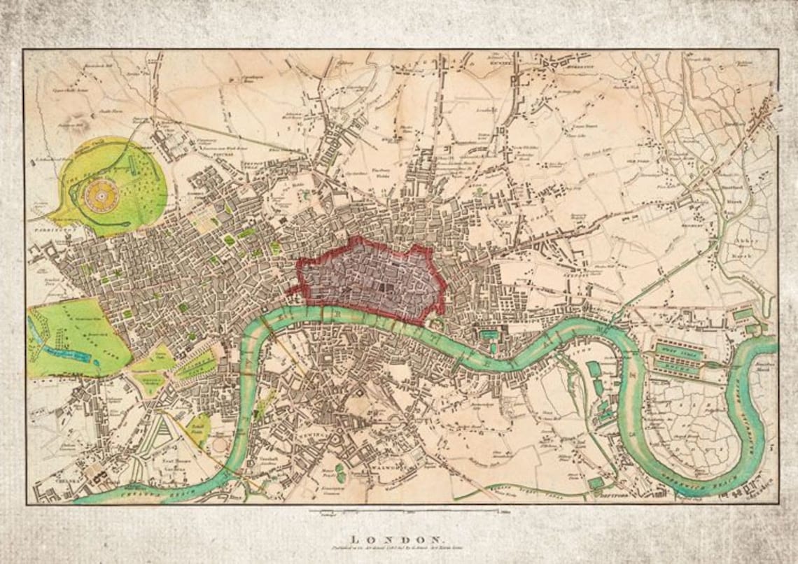 1600 Map Of London Giclee Print Etsy 1600-map-of-london-giclee-print-etsy