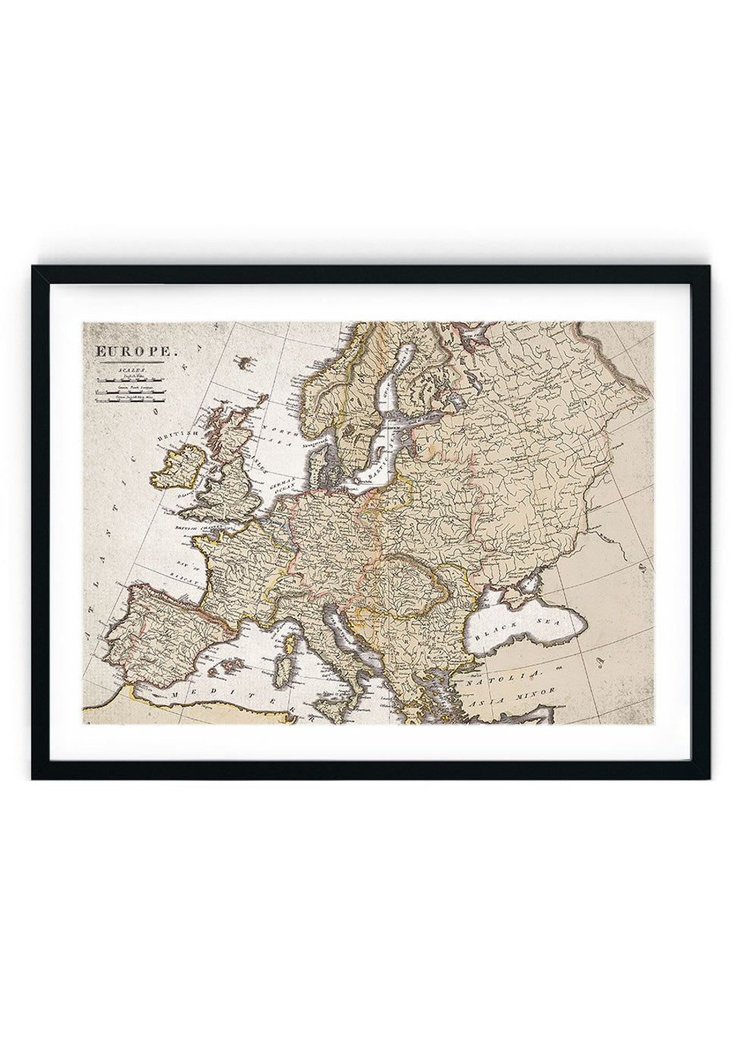 1800 Map of Europe Giclee Print, Restored Vintage Wall Art, Country Map ...