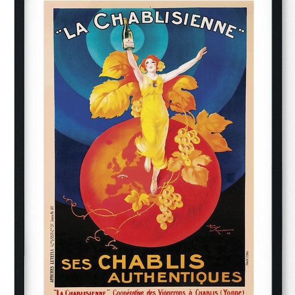 Chablis Alcohol Retro Giclee Poster, Restored Vintage Wall Art, Bar / Kitchen Poster - A4, A3, A2