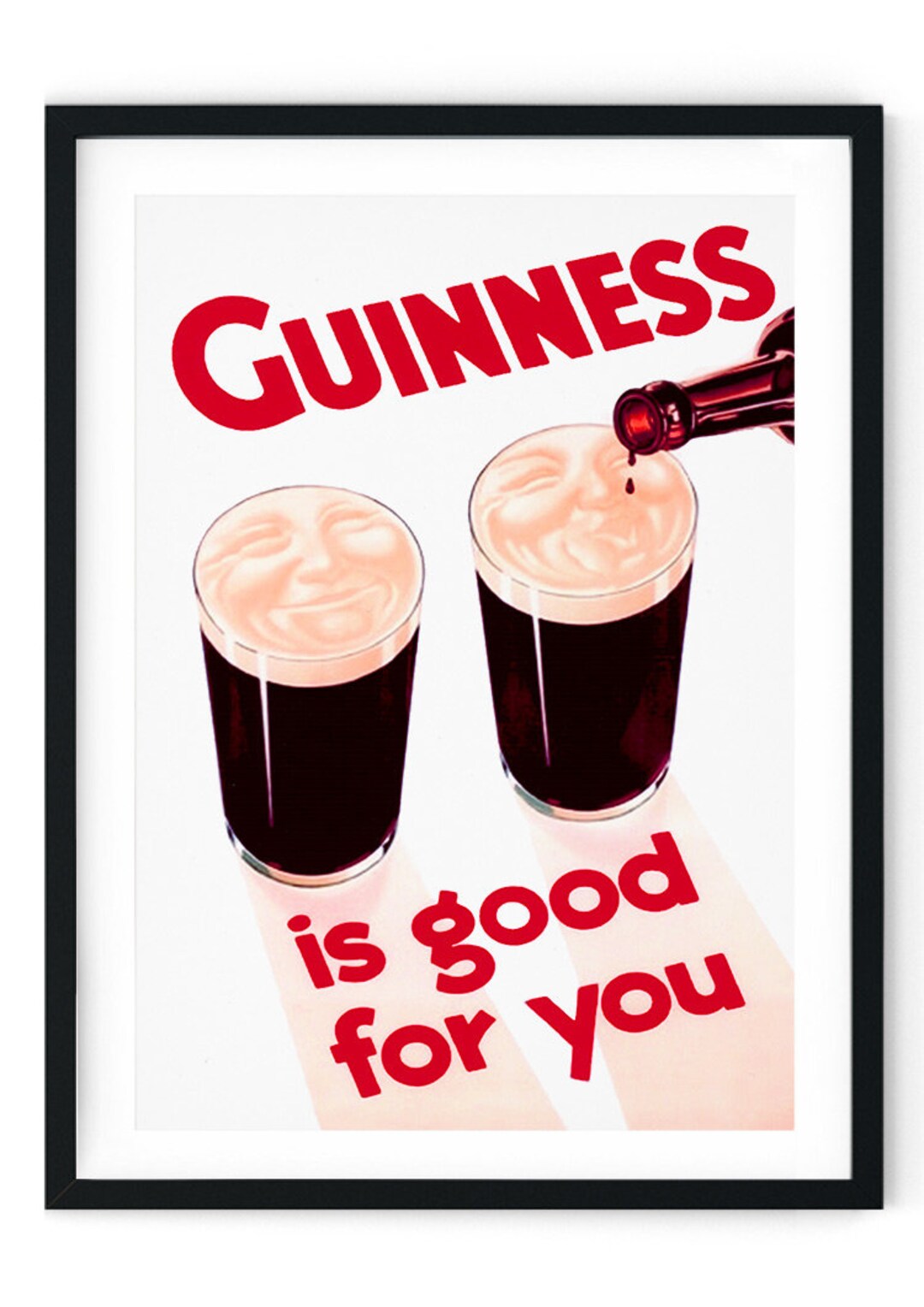 Guinness 2 Retro Giclee Poster, Restored Vintage Wall Art, Bar