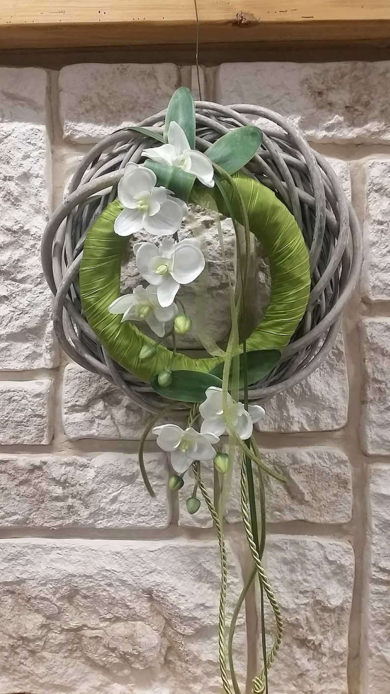 Door wreath wall wreath No.2 Weidekranz grey 30 cm double wreath door decoration