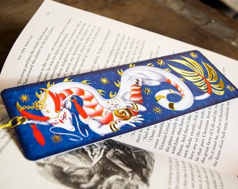 metallic foil bookmark print - fox Yokai - tiger - year of the dragon - yokai girl