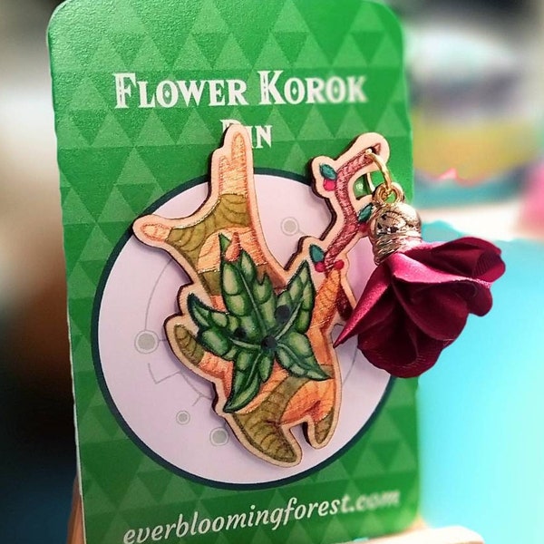 Korok met bloem - houten pinbotw loz