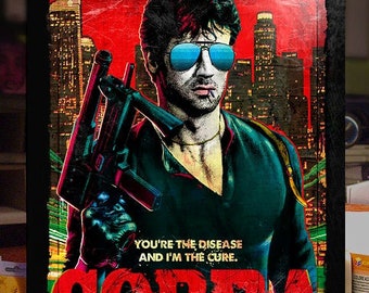rare original 1986 Cobra Sylvester Stallone movie poster large movie poster original 1986 rambo rocky poster vintage cult movie poster