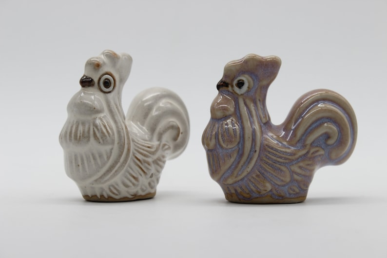 Ceramic Animal Ceramic Set of Two Ceramic Rooster Ceramic Roosters