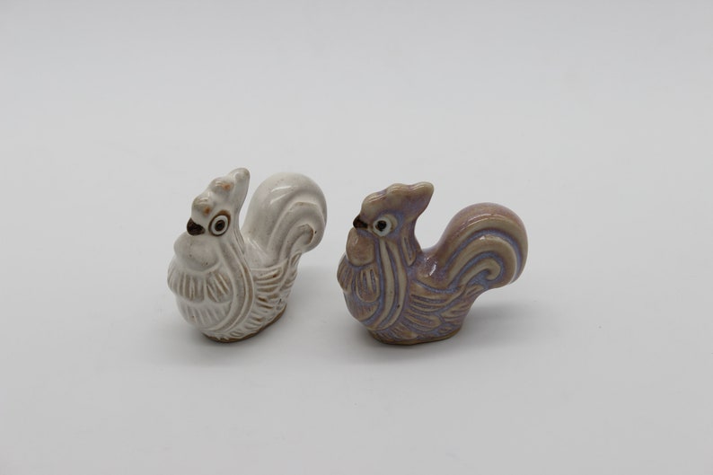 Ceramic Animal Ceramic Set of Two Ceramic Rooster Ceramic Roosters