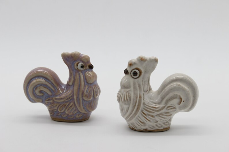 Ceramic Animal Ceramic Set of Two Ceramic Rooster Ceramic Roosters