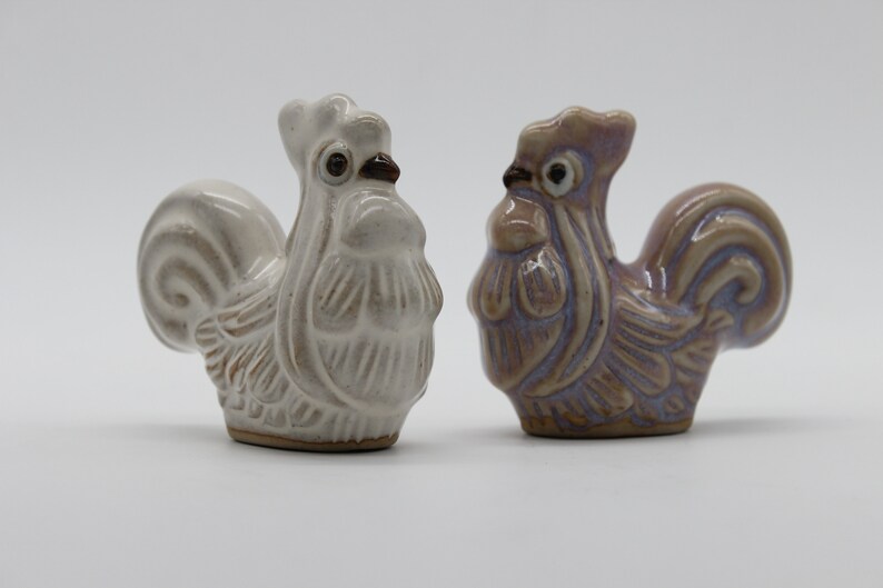Ceramic Animal Ceramic Set of Two Ceramic Rooster Ceramic Roosters