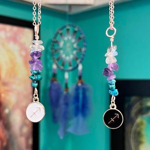 Sagittarius Zodiac Crystal Necklace: Rose Gold Wire Wrapped Jewelry