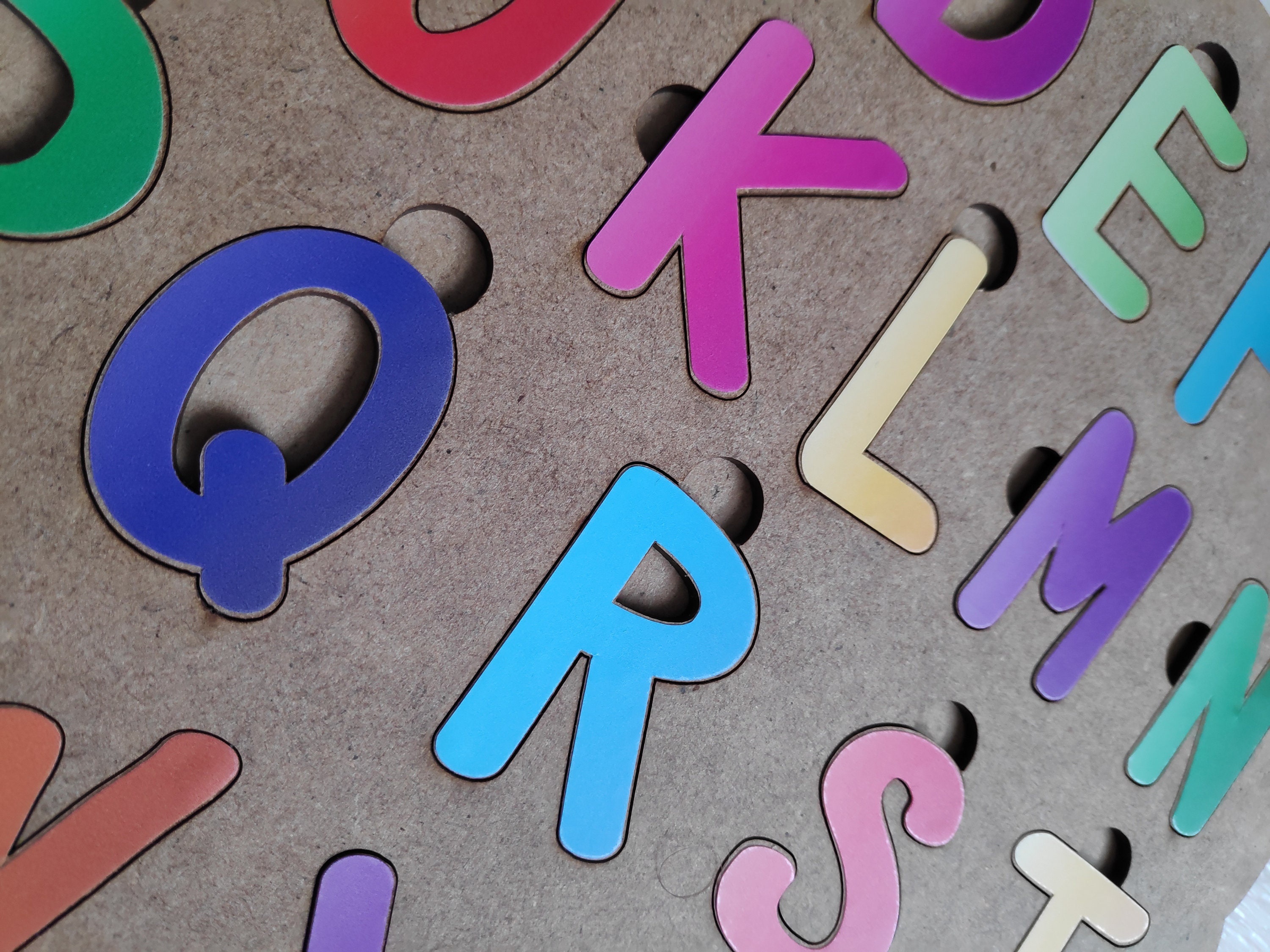 Wooden Alphabet Puzzle Rainbow ABC Puzzle PreSchool Toys | Etsy
