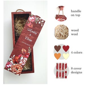 Personalisierte Holz Weinkiste Hochzeits- und Jahrestagsgeschenk Geschenk für ein Paar Weinflasche Box Weinzeremonie Housewarming Geschenk Jahrestag