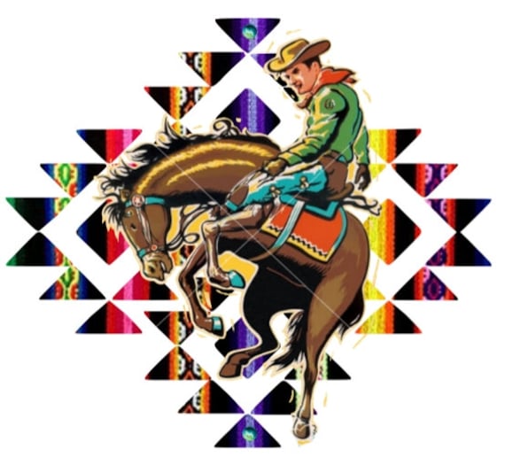 Aztec Serape Bucking Bronco PNG