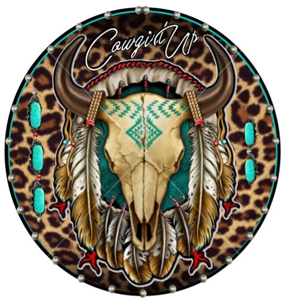 Cowgirl Up Bull Skull PNG