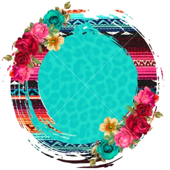 Serape Turquoise Leopard Background PNG
